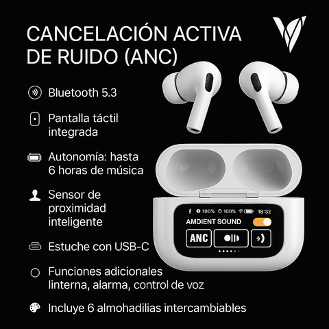 Audifonos TWS V8 con pantalla tactil
